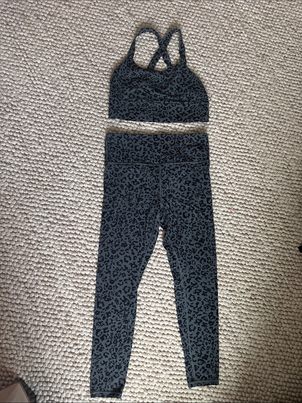 Athleta Black and Gray Leopard Active Set. Large